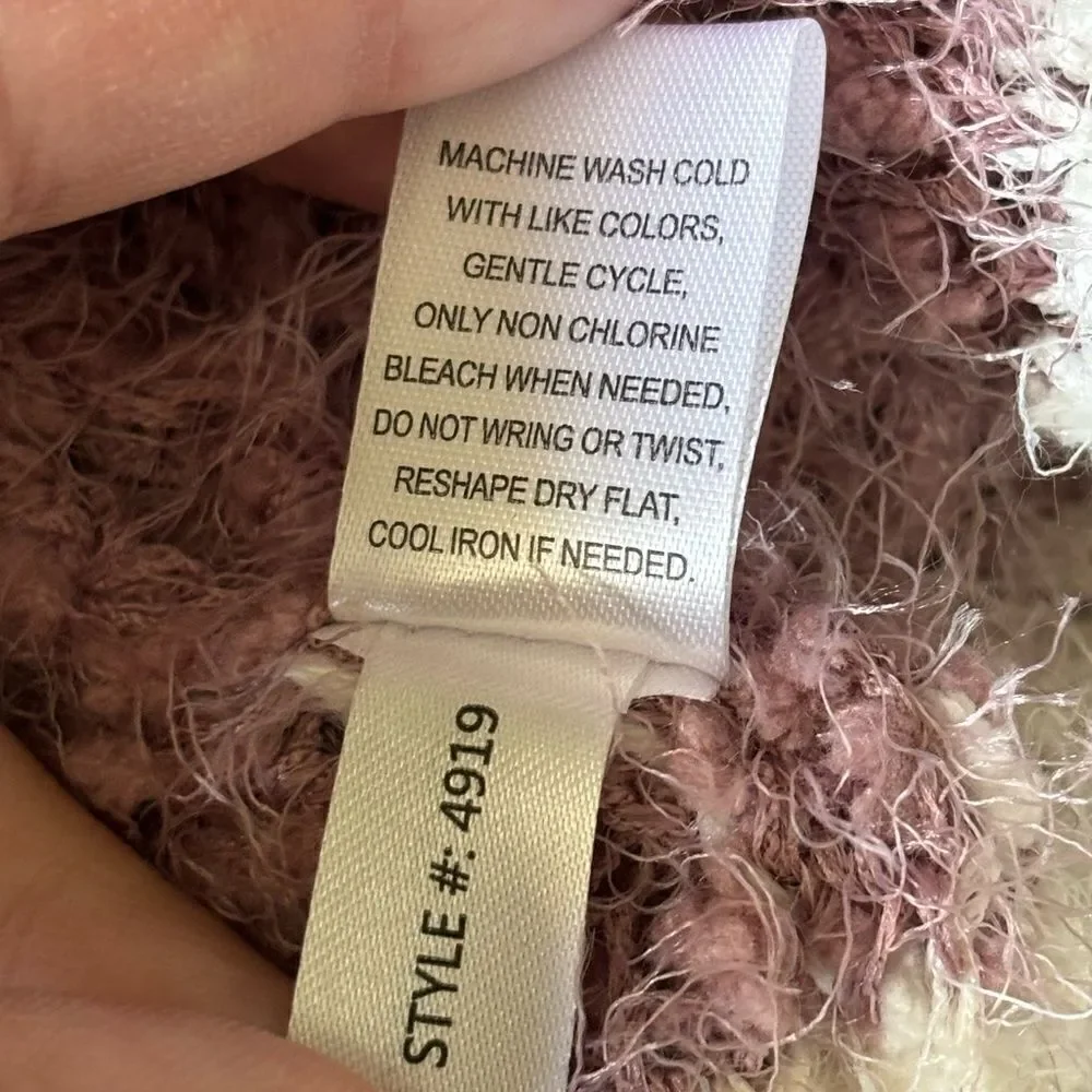 Moral Fiber NWT Fuzzy Striped Open Front Cardigan Purple White Size S